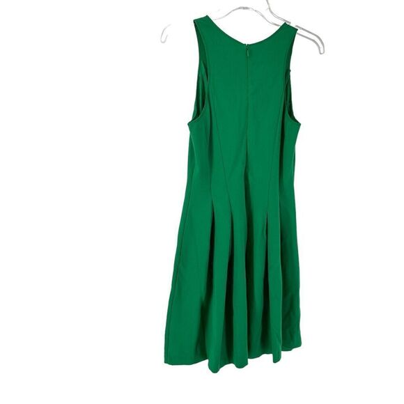 Gianni Bini Dress S Solid Green Sleeveless Box Pleated Knee Length Round Neck - Picture 4 of 6
